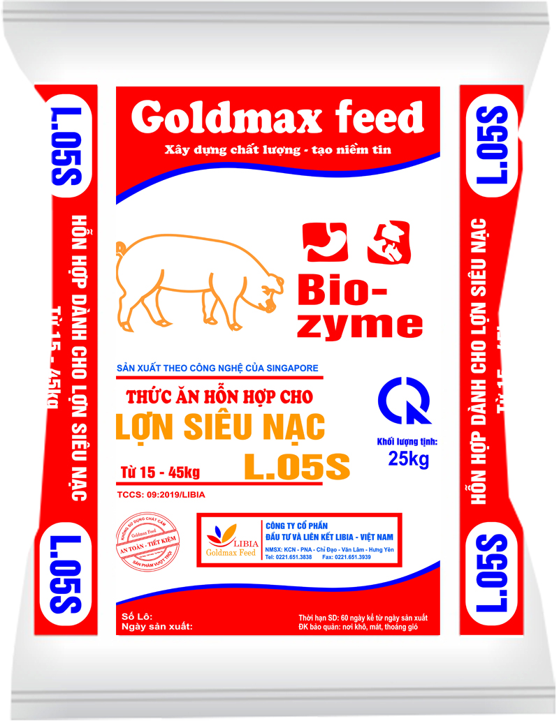Thức ăn hỗn hợp cho lợn siêu nạc L.05S (từ 15 – 45kg)